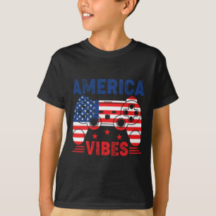 Camiseta 4 De Julio Gamer America Vibes Kids