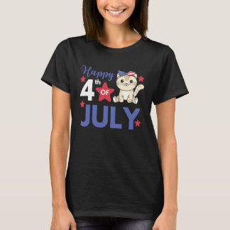 Camiseta 4 De Julio Gato Americano Para Niños Gato Lindo Us