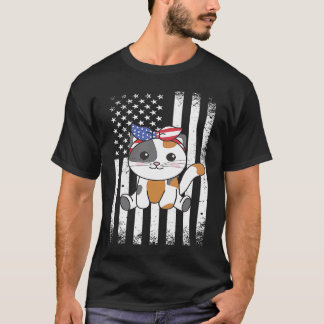 Camiseta 4 De Julio Gato Americano Para Niños Gato Lindo Us
