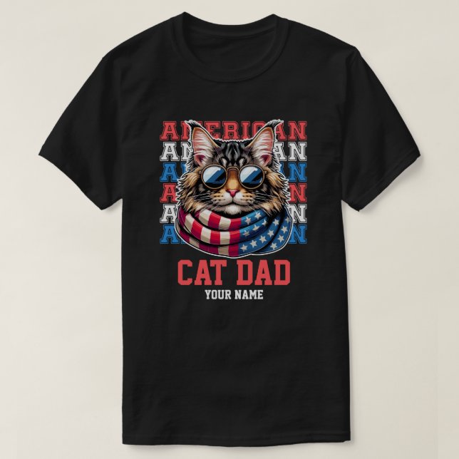 Camiseta 4 de julio Gato en gafas felino personalizado (Diseño del anverso)