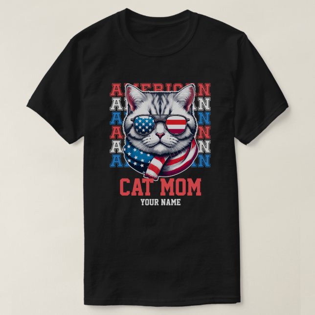 Camiseta 4 de julio Gato en gafas Gato personalizado (Diseño del anverso)