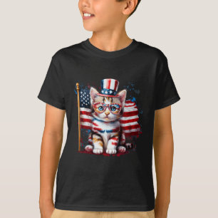 Camiseta 4 De Julio Gato Kitty Bandera Norteamericana Estad