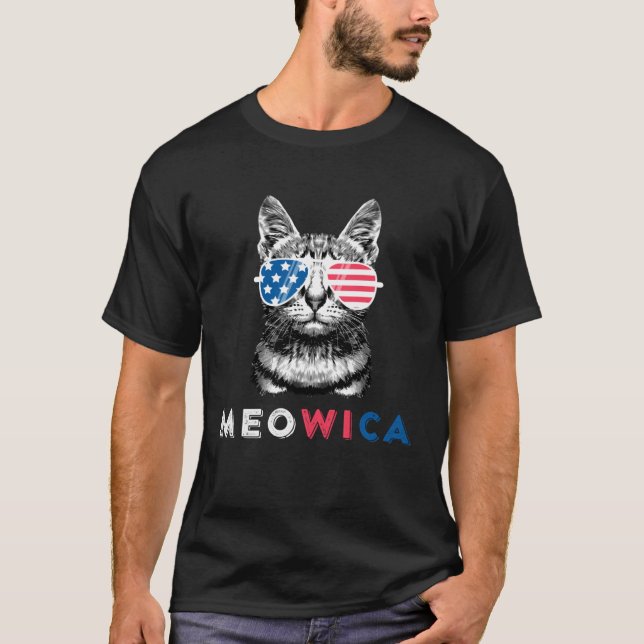 Camiseta 4 De Julio Gato Meowica Merica Kitty Gato Patrióti (Anverso)