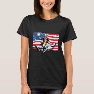 Camiseta 4 De Julio George Washington Riding Shark America