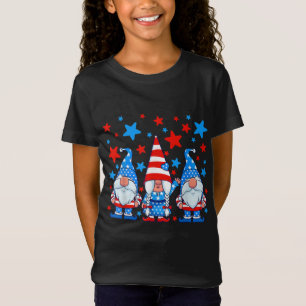 Camiseta 4 de julio Gnomes Bandera Patriótica Americana Cut