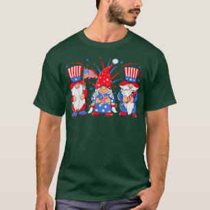 Camiseta 4 de julio Gnomes Bandera Patriótica Estadounidens