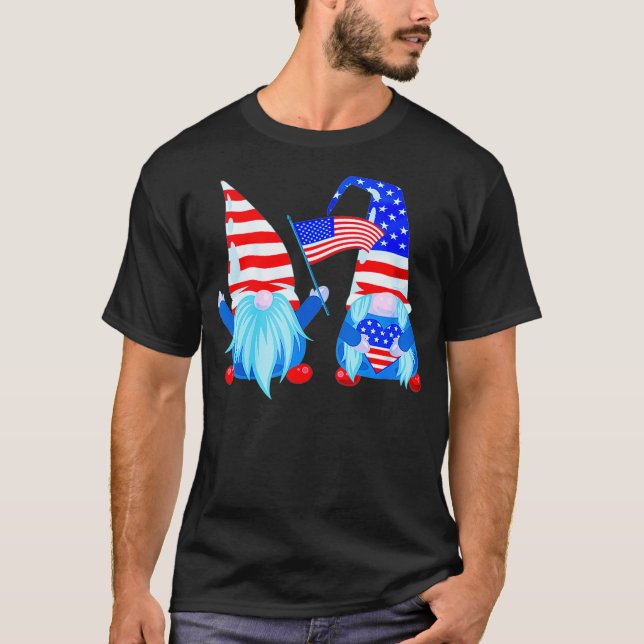 Camiseta 4 De Julio Gnomes Funny American Patriotic (Anverso)