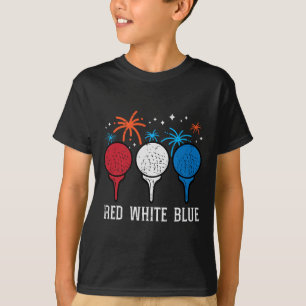 Camiseta 4 de julio Golf azul blanco rojo Patriótico Golfer