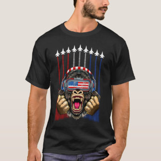 Camiseta 4 De Julio Gorilla Estados Unidos Bandera Patrióti