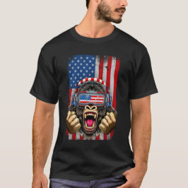 Camiseta 4 De Julio Gorilla Estados Unidos Bandera Patrióti