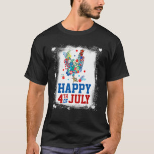 Camiseta 4 De Julio Granjero Flor De Pollo Bandera Estadoun