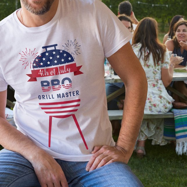 Camiseta 4 de julio Grill Master bbq barbacoa rojo y azul (Subido por el creador)