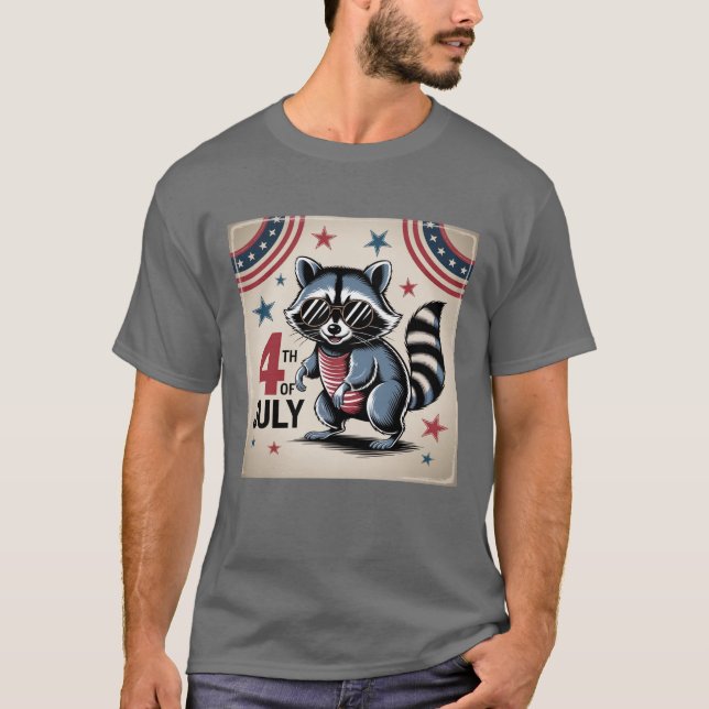 Camiseta "4 de julio" Guay Raccoon Patriotic (Anverso)