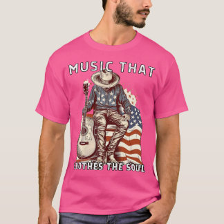 Camiseta 4 De Julio Guitarra Acústica Vintage Bandera Estad