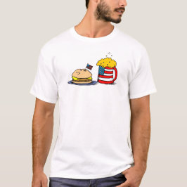 Camiseta 4 de julio, hamburguesa y cerveza