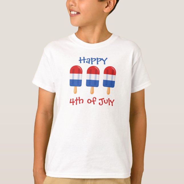 Camiseta 4 de julio helado de helado rojo, blanco y azul (Anverso)
