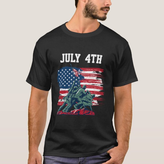 Camiseta 4 De Julio Hombres Ee.Uu. Bandera Americana Niños  (Anverso)