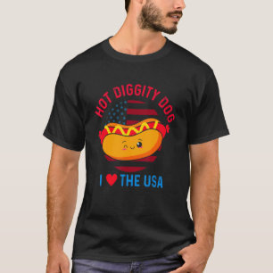 Camiseta 4 De Julio Hot Diggity Dog I Love The Usa Hot Do