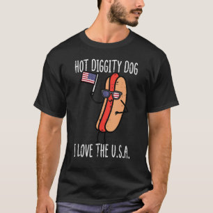 Camiseta 4 de julio Hot Diggity Dog USA Flag Divertido Hotd