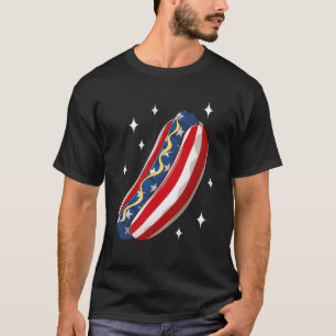 Camiseta 4 de julio Hotdog Funny Bandera Patriótica de EEUU