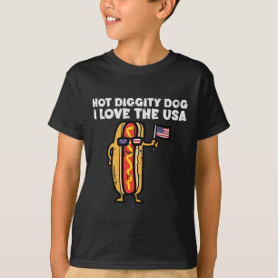 Camiseta 4 De Julio Hotdog Hot Diggity Dog Patriotic Women