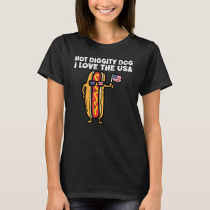 Camiseta 4 De Julio Hotdog Hot Diggity Dog Patriotic Women