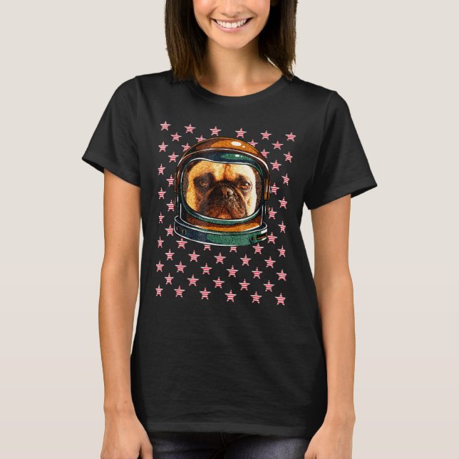 Camiseta 4 de julio Ilustracion de Bulldog francés astronau (Anverso)