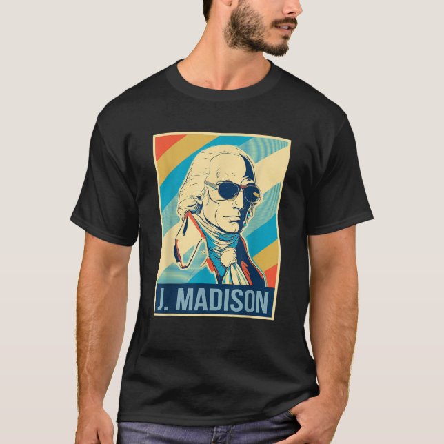 Camiseta 4 De Julio James Madison Presidente Retro Patrioti (Anverso)