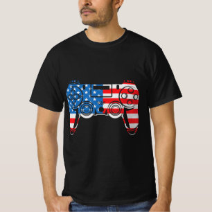 Camiseta 4 de julio Juego de Video Gamer Bandera EEUU Niños