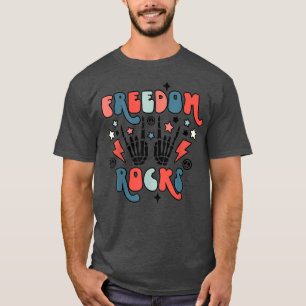 Camiseta 4 De Julio, La Libertad De Retro Roza A Skeleton C