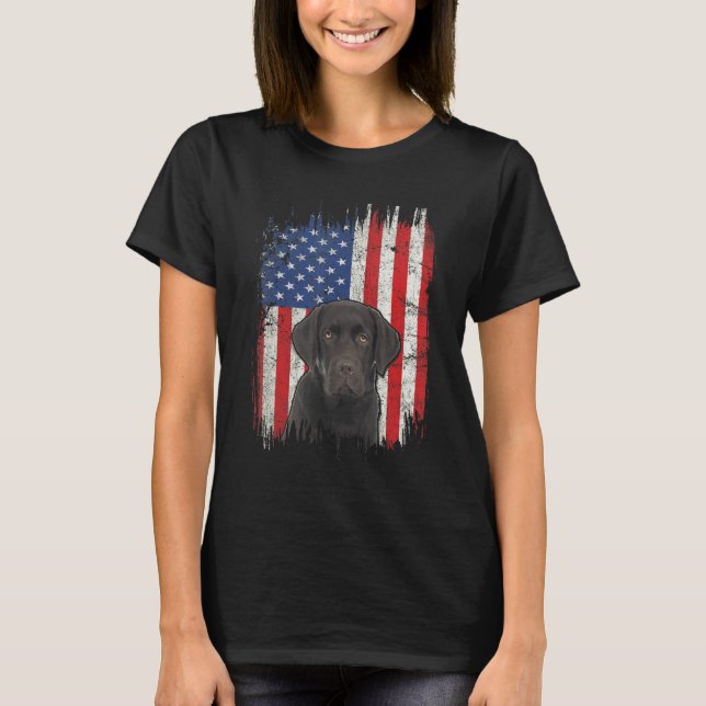 Camiseta 4 De Julio Labrador Bandera Americana Choco Patrió (Anverso)
