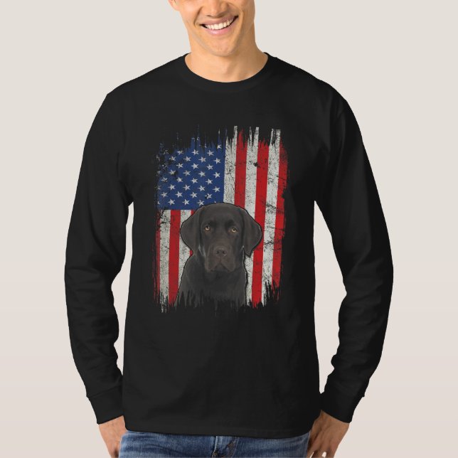 Camiseta 4 De Julio Labrador Bandera Americana Choco Patrió (Anverso)