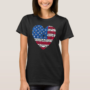 Camiseta 4 De Julio Mandala American Heart Flag Art