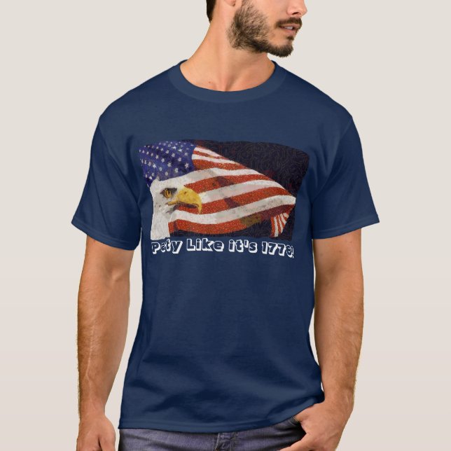 Camiseta 4 de julio Mens Dark Blue T Shirt (Anverso)
