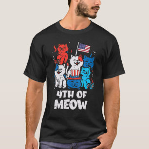 Camiseta 4 De Julio Meow Gatos Cute Mascota Patriota Hombre