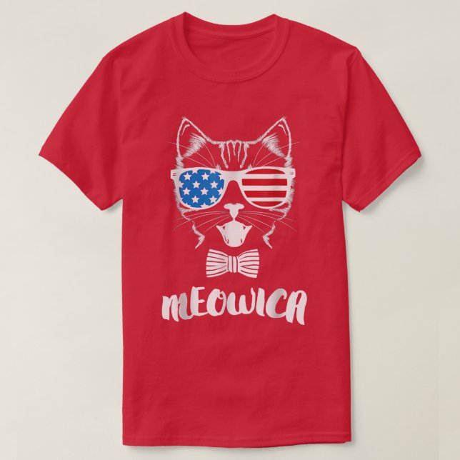 Camiseta 4 de julio Meowica Kitty Cat (Diseño del anverso)