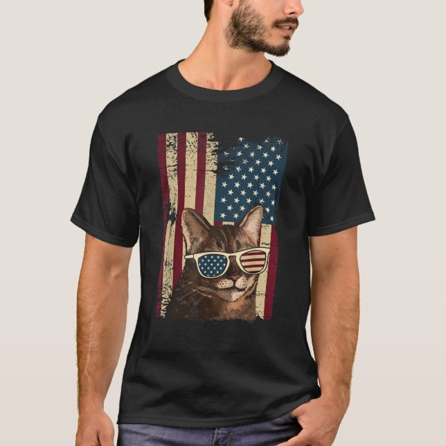 Camiseta 4 de julio Meowica Merica Hombres Estados Unidos F (Anverso)