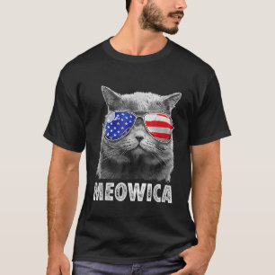 Camiseta 4 De Julio Meowica Merica Hombres Estados Unidos F