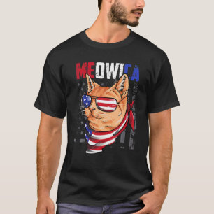 Camiseta 4 De Julio Meowica Patriótico Cat Estadounidense F