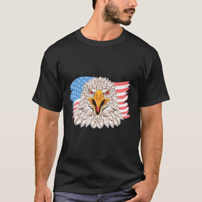 Camiseta 4 De Julio Merica Bandera De Eeuu Bald Eagle Patri (Anverso)
