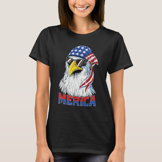 Camiseta 4 De Julio Merica Bandera De Eeuu Bald Eagle Patri (Anverso)