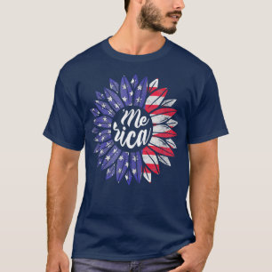Camiseta 4 de julio Merica Bandera del Girasol EEUU Patriót