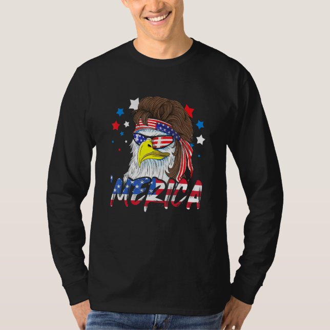 Camiseta 4 De Julio Merica Eagle Mullet Bandera Estadounide (Anverso)