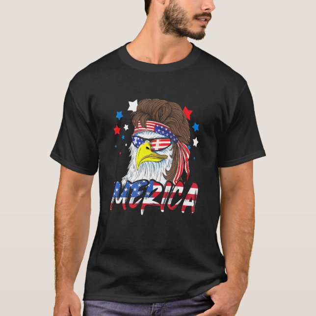 Camiseta 4 De Julio Merica Eagle Mullet Bandera Estadounide (Anverso)