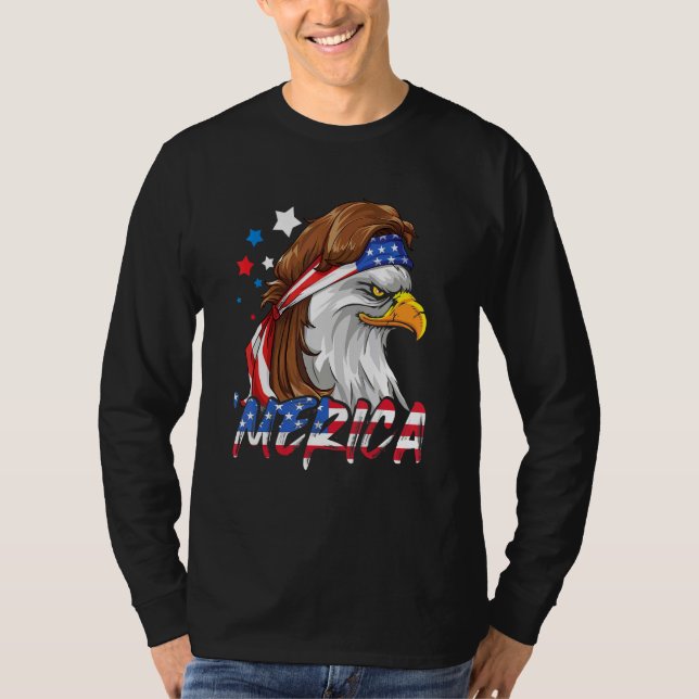 Camiseta 4 De Julio Merica Eagle Mullet Bandera Estadounide (Anverso)