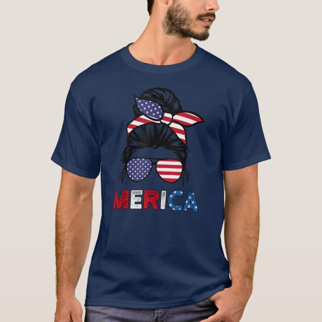 Camiseta 4 De Julio Merica Gafas De Sol Clásica Mamá Vida (Anverso)