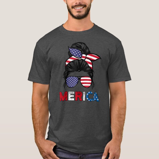 Camiseta 4 de julio Merica Gafas de Sol Clásica Mamá Vida (Anverso)