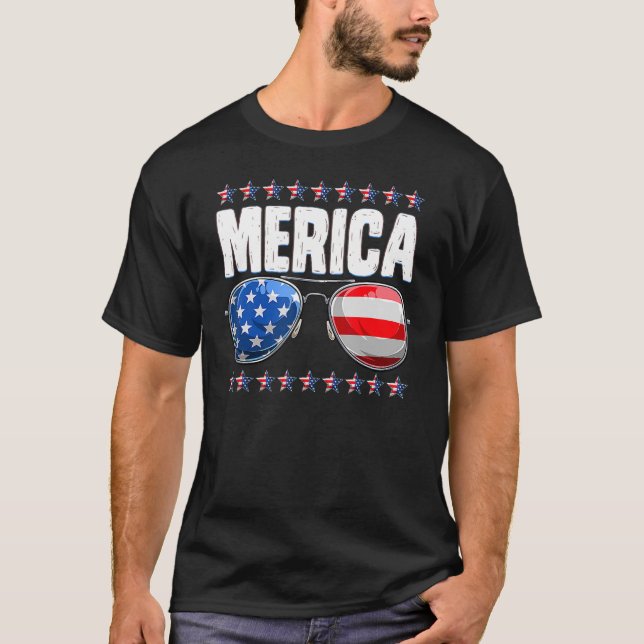 Camiseta 4 de julio Merica Gafas de sol Hombres Mujeres niñ (Anverso)