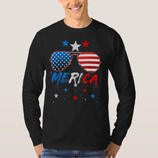 Camiseta 4 De Julio Merica Gafas De Sol Tee Hombres Mujeres