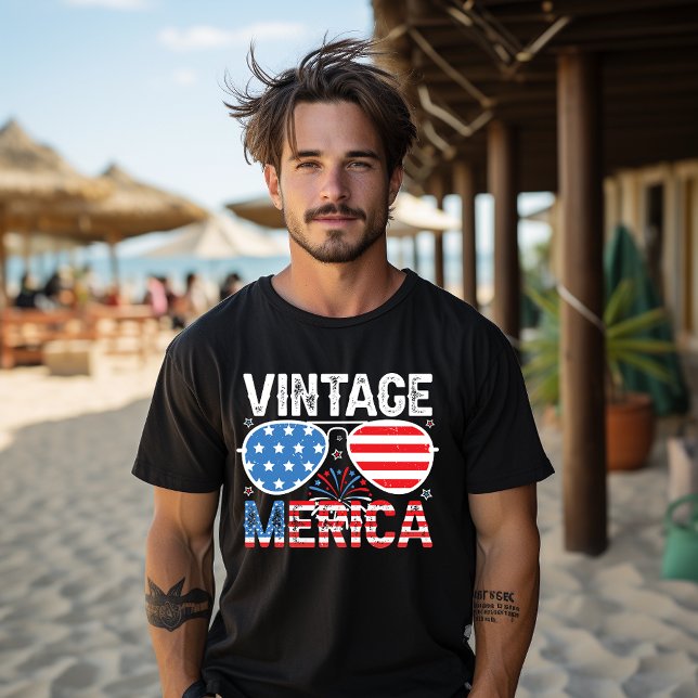 Camiseta 4 de julio, Merica: Retro de bandera norteamerican (Subido por el creador)